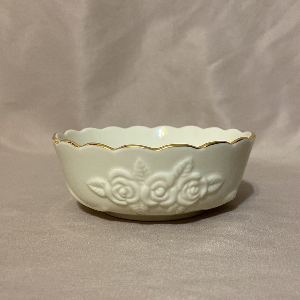 Lenox Rose Blossom China Bowl Gold Rim